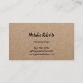 素朴なクラフト最小主義の個人的なシェフ 名刺 (裏面)