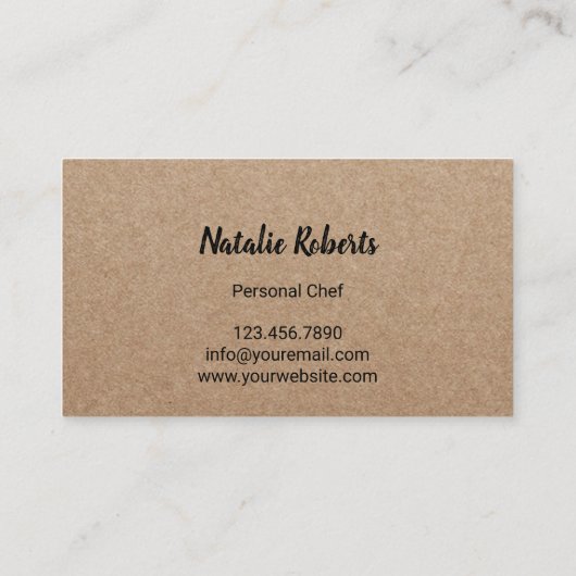 素朴なクラフト最小主義の個人的なシェフ 名刺 (裏面)