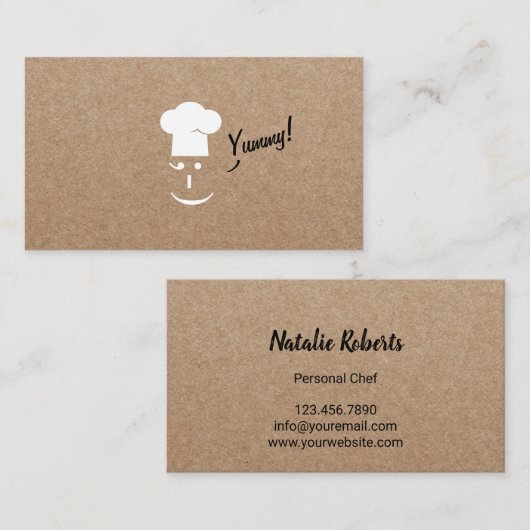 素朴なクラフト最小主義の個人的なシェフ 名刺 (正面/裏面)