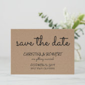 素朴なクラフト紙のシンプルなSave The Date タイポグラフィ セーブザデート (スタンド正面)