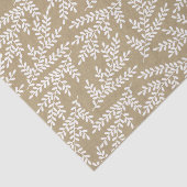 素朴なクラフト紙の織り目加工の白い群葉パターン 薄葉紙 (詳細)