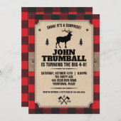 素朴なクラフト紙の風合い 鹿のシルエット バフアロープレイド 招待状 (正面/裏面)