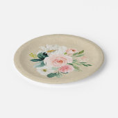 素朴なクラフト&ブラッシュピンクの水彩花モチーフが可愛い ペーパープレート (アングル)