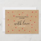 素朴なクラフト ルビーレッド ラブハーツ サンクス カード (裏面)