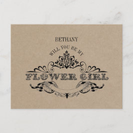素朴なクラフト ヴィンテージ フレーム 私のフラワーガール カード