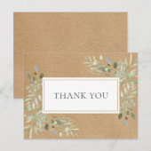 素朴なクラフト 春の葉 ビジネス サンクスメッセージ ポストカード (正面/裏面)