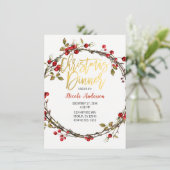 素朴なクランベリーの花輪 - クリスマスディナー 招待状 (スタンド正面)