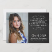 素朴なクリスチャンの聖書の詩 卒業写真 招待状 (正面)