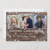 素朴なクリスマスのひもの少しの雪の写真のコラージュ 招待状 (正面)