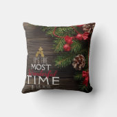 素朴なクリスマスの休日最もすばらしい時間 クッション (裏面)
