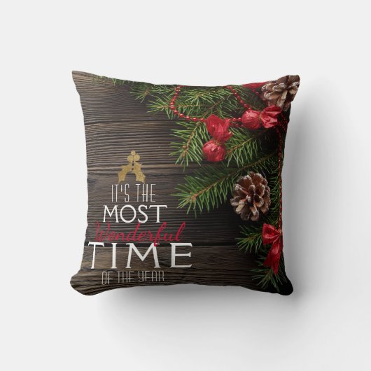 素朴なクリスマスの休日最もすばらしい時間 クッション (正面)