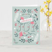 素朴なクリスマスの喜びの挨拶 カード (黄色い花)