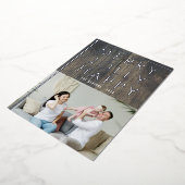 素朴なクリスマスの家族写真 箔シーズンカード (回転した状態)