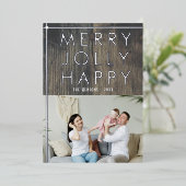 素朴なクリスマスの家族写真 箔シーズンカード (立ち正面)
