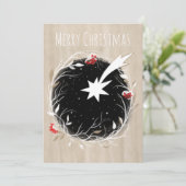 素朴なクリスマスの星の冬のリース シーズンカード (スタンド正面)