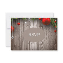 素朴なクリスマスの結婚式招待状RSVP