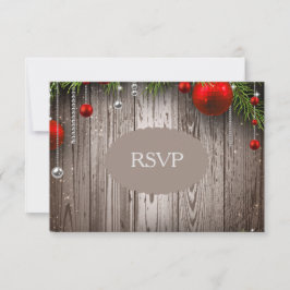 素朴なクリスマスの結婚式招待状RSVP 出欠カード