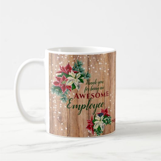 素朴なクリスマスの花の従業員への感謝 コーヒーマグカップ (左)