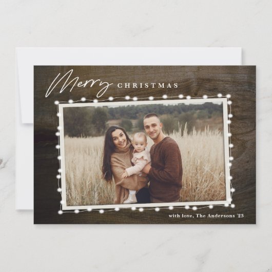 素朴なクリスマスイルミネーションの写真ホリデーカード シーズンカード (正面)