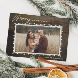 素朴なクリスマスイルミネーションの写真ホリデーカード シーズンカード