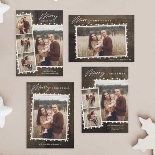 素朴なクリスマスイルミネーションの写真ホリデーカード シーズンカード