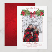 素朴なクリスマスウェディング招待状　保存日付のお知らせ セーブザデート (正面/裏面)
