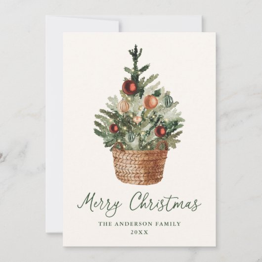 素朴なクリスマスツリーのオーナメント クリーム色 写真なし シーズンカード (正面)