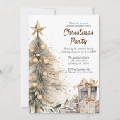 素朴なクリスマスツリーのホリデーパーティー 招待状 (正面)