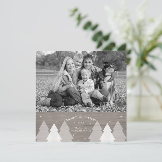 素朴なクリスマスツリーの写真カード シーズンカード (スタンド正面)