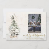 素朴なクリスマスツリーの水彩写真 シーズンカード (正面)