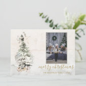 素朴なクリスマスツリーの水彩写真 シーズンカード (スタンド正面)