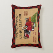 素朴なクリスマスツリーの農場のヴィンテージのトラックの赤い格子縞 アクセントクッション (正面(垂直))