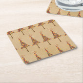 素朴なクリスマスツリーパターン スクエアペーパーコースター (アングル)