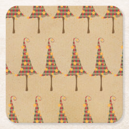 素朴なクリスマスツリーパターン スクエアペーパーコースター