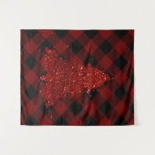 素朴なクリスマスツリー バフプライド ダークレッド ブラック タペストリー (正面(横))