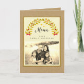 素朴なクリスマスディナーパーティーテンプレートメニュー カード (正面)