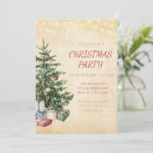 素朴なクリスマスパーティーの招待状 招待状 (スタンド正面)