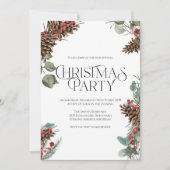 素朴なクリスマスパーティーの招待状 | 白いホリデー シーズンカード (正面)