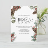 素朴なクリスマスパーティーの招待状 | 白いホリデー シーズンカード (スタンド正面)