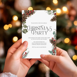 素朴なクリスマスパーティーの招待状 | 白いホリデー シーズンカード