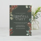 素朴なクリスマスパーティーの招待状 緑のホリデー テーマ シーズンカード (スタンド正面)