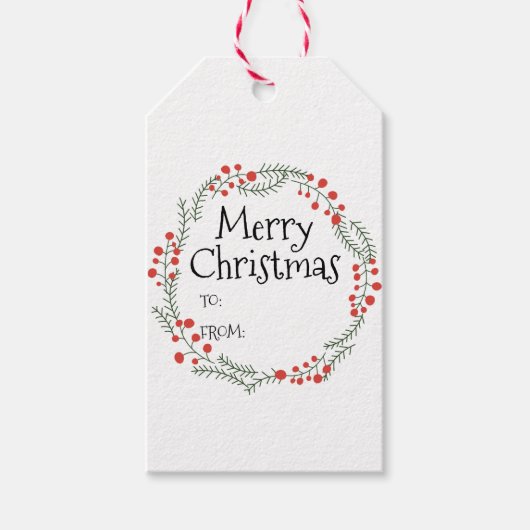素朴なクリスマスフレームかわいいメリークリスマス ギフトタグ (正面)