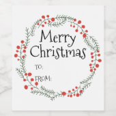 素朴なクリスマスフレームかわいいメリークリスマス ワインラベル (シングルラベル)