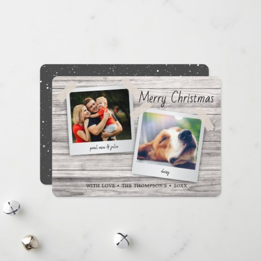 素朴なクリスマスホリデー木製ピンポスター写真 シーズンカード (正面/裏面インサイチュ)