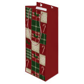 素朴なクリスマス　キルト　パターン ワインギフトバッグ (裏面アングル)