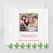 素朴なクリスマス サボテン ウッド ホリデー フォト 招待状 (裏面)