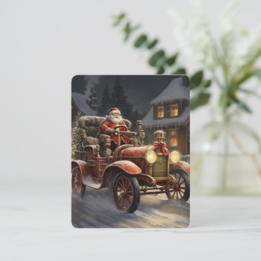 素朴なクリスマス サンタクロースと一緒に楽しいクリスマス シーズンカード (スタンド正面)