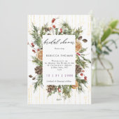 素朴なクリスマス・ホリデー・ブライダル・シャワーの招待状 招待状 (スタンド正面)