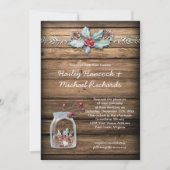 素朴なクリスマス ホリーの葉と実 メイソンジャー 招待状 (正面)