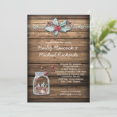 素朴なクリスマス ホリーの葉と実 メイソンジャー 招待状 (スタンド正面)